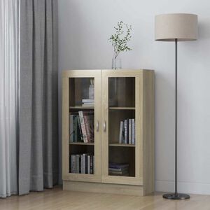 vidaXL Prosklen&aacute; skř&iacute;ň dub sonoma 82,5x30,5x115 cm kompozitn&iacute; dřevo