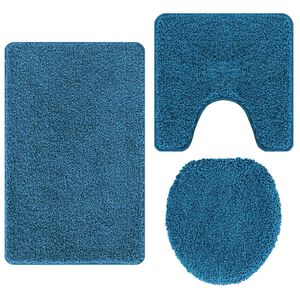 vidaXL Sada protiskluzov&yacute;ch koupelnov&yacute;ch rohož&iacute; 3 ks Modr&aacute; 50 x 80 cm