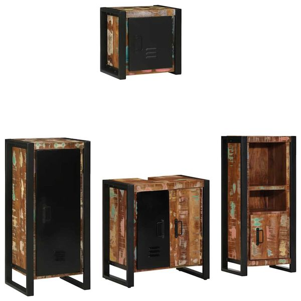 vidaXL Sada koupelnového nábytku 4 pcs Hnědá Masivní mangové dřevo