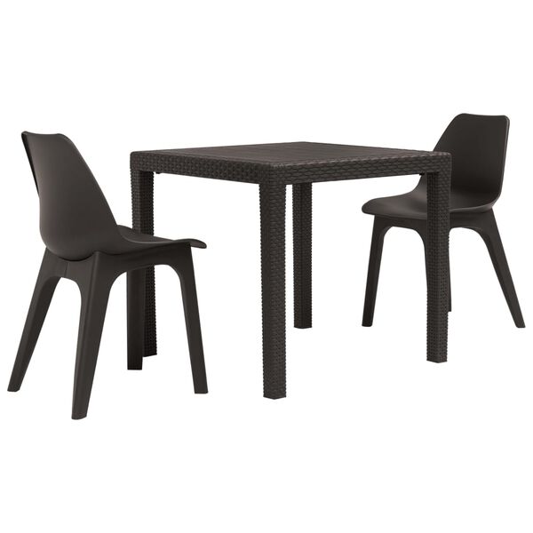 vidaXL 3d&iacute;ln&yacute; bistro set plast ratan hněd&yacute;