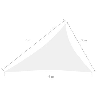 vidaXL Stínící plachta oxfordská látka trojúhelníková 3 x 4 x 5 m bílá