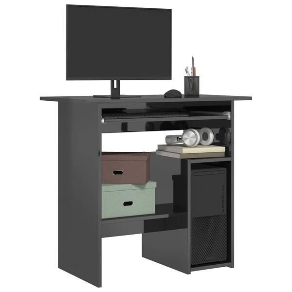 vidaXL Psac&iacute; stůl &scaron;ed&yacute; s vysok&yacute;m leskem 80 x 45 x 74 cm dřevotř&iacute;ska