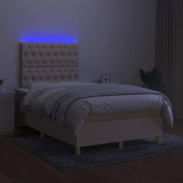 vidaXL Box spring postel s matrac&iacute; a LED kr&eacute;mov&aacute; 120x190 cm textil