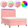 vidaXL Box spring postel s matrac&iacute; a LED růžov&aacute; 140x190 cm samet
