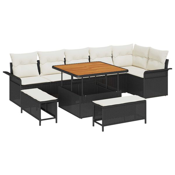 vidaXL Sada zahradn&iacute;ch pohovek 9 pcs Čern&aacute; a kr&eacute;mov&aacute; 100 x 100 x 71 cm