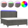 vidaXL Box spring postel s matrac&iacute; a LED tmavě &scaron;ed&aacute; 180x200 cm samet
