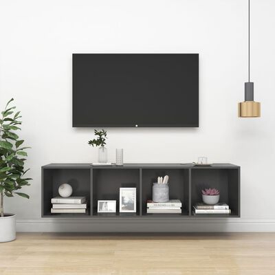 vidaXL Nástěnná TV skříňka šedá 37 x 37 x 142,5 cm dřevotříska