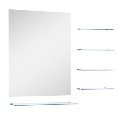 vidaXL Nástěnné zrcadlo s 5 poličkami stříbrné 50 x 60 cm