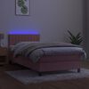 vidaXL Box spring postel s matrac&iacute; a LED růžov&aacute; 90x200 cm samet