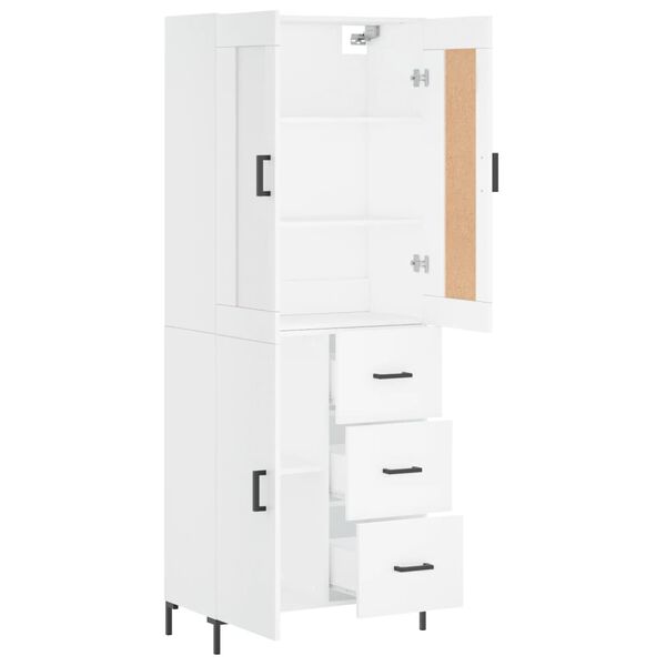 vidaXL Skř&iacute;ň highboard b&iacute;l&aacute; 69,5 x 34 x 180 cm kompozitn&iacute; dřevo