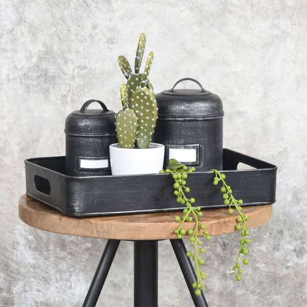 LABEL51 Serv&iacute;rovac&iacute; podnos 39 x 28 x 6 cm S čern&yacute; s patinou