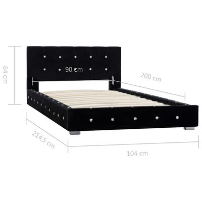 vidaXL Rám postele černý samet 90 x 200 cm