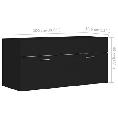 vidaXL 2dílný set koupelnového nábytku černý dřevotříska