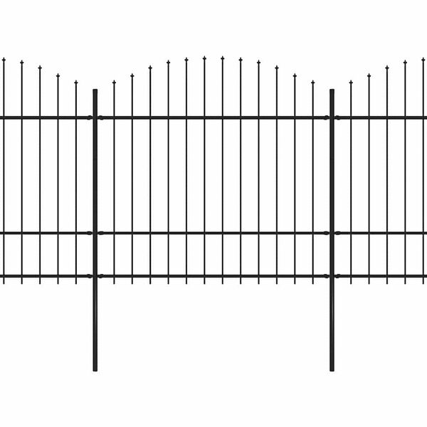 vidaXL Zahradn&iacute; plot s kop&iacute;m nahoře ocelov&yacute; 1070 x 175 cm čern&yacute;