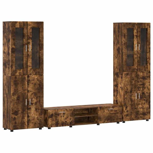 vidaXL Sestava TV skř&iacute;něk se z&aacute;suvkou Kouřov&yacute; dub kompozitn&iacute; dřevo