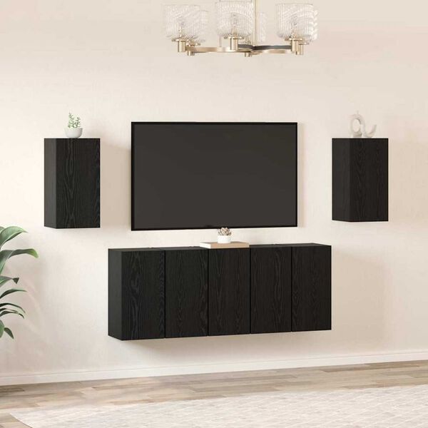 vidaXL Sestava TV skř&iacute;něk N&aacute;stěnn&yacute; 7 pcs Čern&yacute; dub 30,5 x 30 x 60 cm