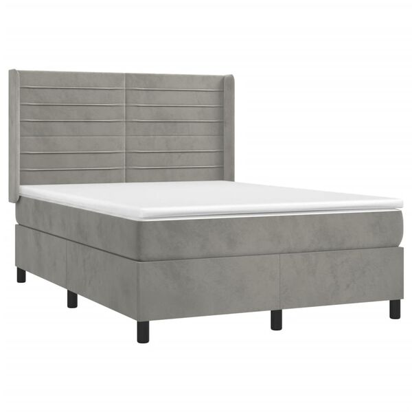 vidaXL Box spring postel s matrac&iacute; světle &scaron;ed&aacute; 140x200 cm samet