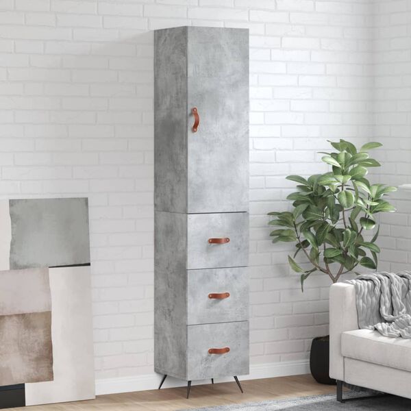 vidaXL Skř&iacute;ň highboard betonově &scaron;ed&aacute; 34,5x34x180 cm kompozitn&iacute; dřevo