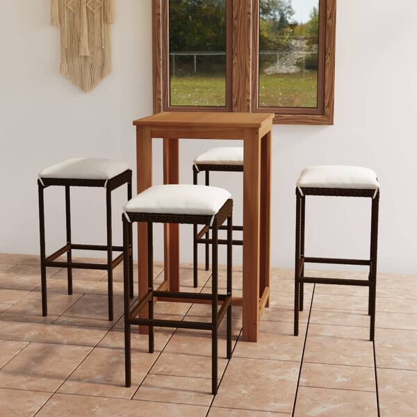 vidaXL 5d&iacute;ln&yacute; zahradn&iacute; barov&yacute; set s podu&scaron;kami hněd&yacute;