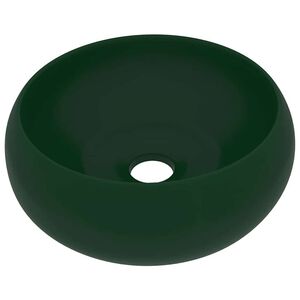 vidaXL Luxusn&iacute; umyvadlo kulat&eacute; matn&eacute; tmavě zelen&eacute; 40 x 15 cm keramick&eacute;