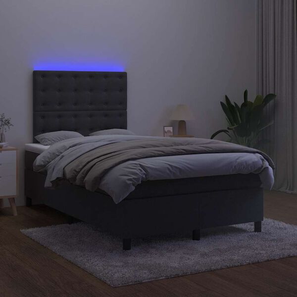 vidaXL Box spring postel s matrac&iacute; a LED čern&aacute; 120 x 190 cm samet