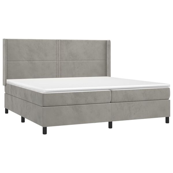 vidaXL Box spring postel s matrac&iacute; světle &scaron;ed&aacute; 200x200 cm samet