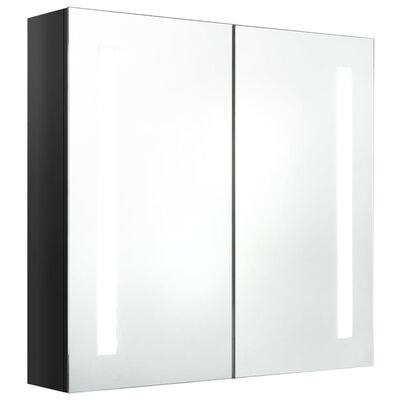 vidaXL LED koupelnová skříňka se zrcadlem zářivě černá 62 x 14 x 60 cm