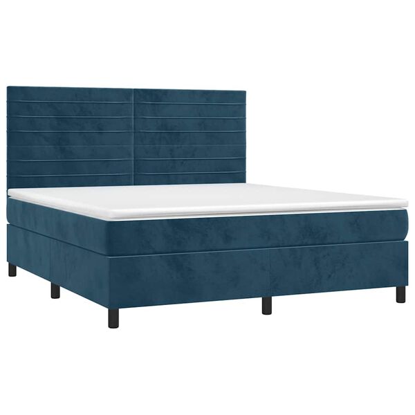vidaXL Box spring postel s matrac&iacute; tmavě modr&aacute; 180x200 cm samet