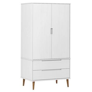 vidaXL &Scaron;atn&iacute; skř&iacute;ň MOLDE b&iacute;l&aacute; 90 x 55 x 175 cm masivn&iacute; borov&eacute; dřevo