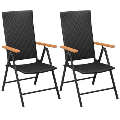 vidaXL Stohovatelné zahradní židle 2 ks polyratan černé