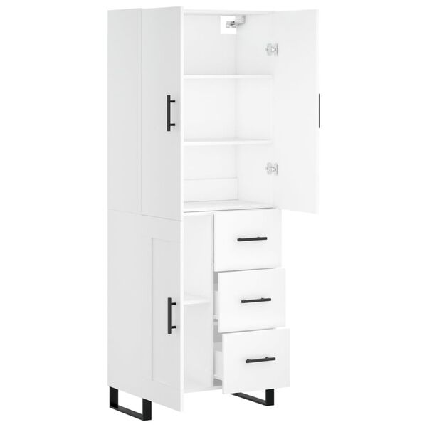 vidaXL Skř&iacute;ň highboard b&iacute;l&aacute; 69,5 x 34 x 180 cm kompozitn&iacute; dřevo