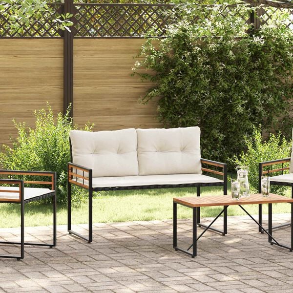 vidaXL Dřevěná vrstvená lavice s polštářem Krémová 114 x 55 x 77 cm