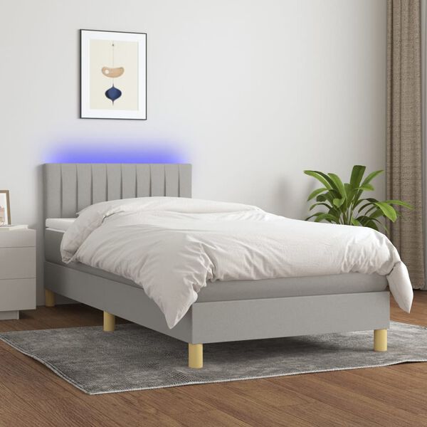 vidaXL Box spring postel s matrac&iacute; a LED světle &scaron;ed&aacute; 80x200 cm textil