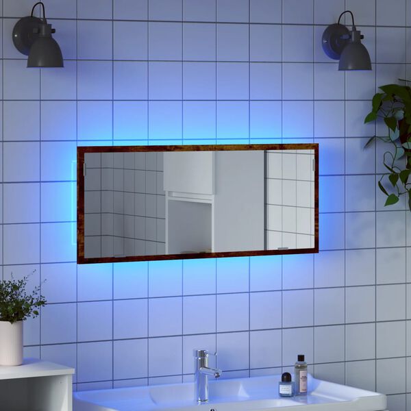 vidaXL Koupelnov&eacute; zrcadlo s LED kouřov&yacute; dub 100 x 8,5 x 37 cm kompozit