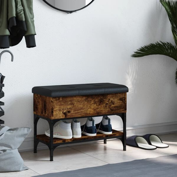 vidaXL Lavice s botn&iacute;kem kouřov&yacute; dub 62 x 32 x 45 cm kompozitn&iacute; dřevo