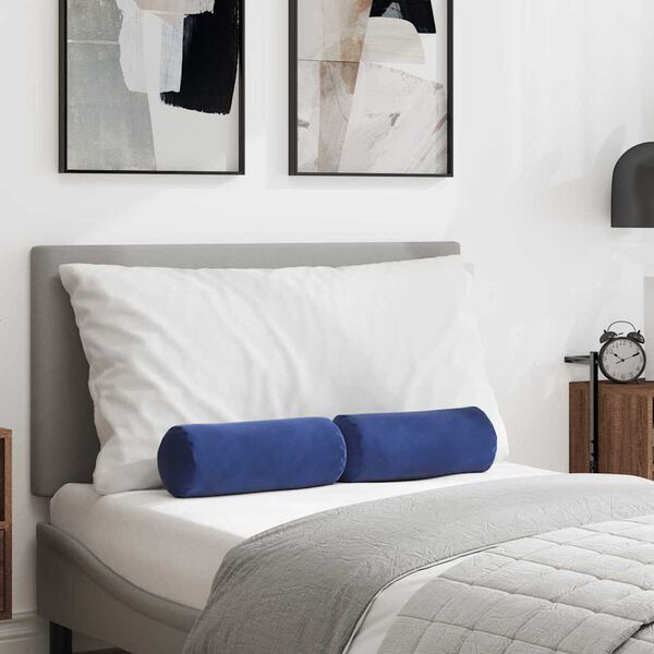 vidaXL Polštáře 2 pcs Policová modrá Ø 15 x 40 cm Žebrovaná látka