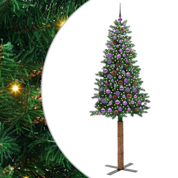 vidaXL &Uacute;zk&yacute; v&aacute;nočn&iacute; stromeček s 300 LED diodami Zelen&aacute; 210 cm