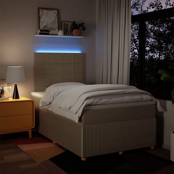 vidaXL Box spring postel s matrac&iacute; kr&eacute;mov&aacute; 120x200 cm textil