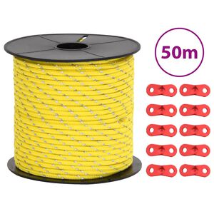 vidaXL Stanov&eacute; lanko s reflexn&iacute;mi proužky a nap&iacute;n&aacute;ky 50 m 4 mm