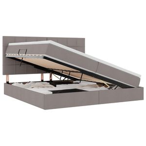 vidaXL Postel s &uacute;ložn&yacute;m prostorem a matrac&iacute; s čelo Taupe 200 x 200 cm