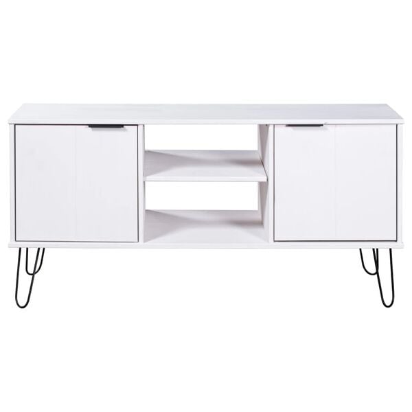 vidaXL TV stolek New York bílý masivní borové dřevo