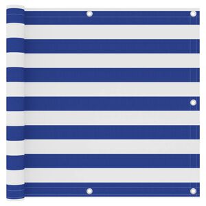 vidaXL Balk&oacute;nov&aacute; z&aacute;stěna b&iacute;l&aacute; a modr&aacute; 90 x 300 cm oxfordsk&aacute; l&aacute;tka