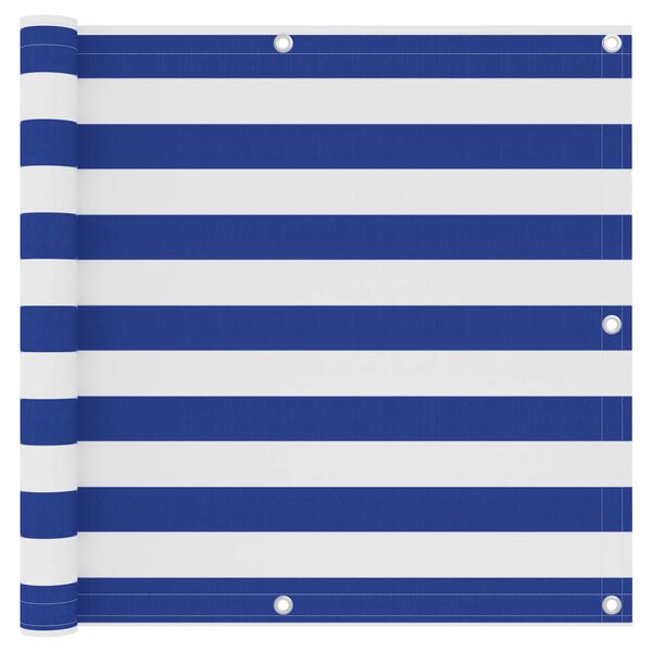 vidaXL Balk&oacute;nov&aacute; z&aacute;stěna b&iacute;l&aacute; a modr&aacute; 90 x 300 cm oxfordsk&aacute; l&aacute;tka