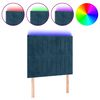 vidaXL Čelo postele s LED tmavě modr&eacute; 100x5x118/128 cm samet