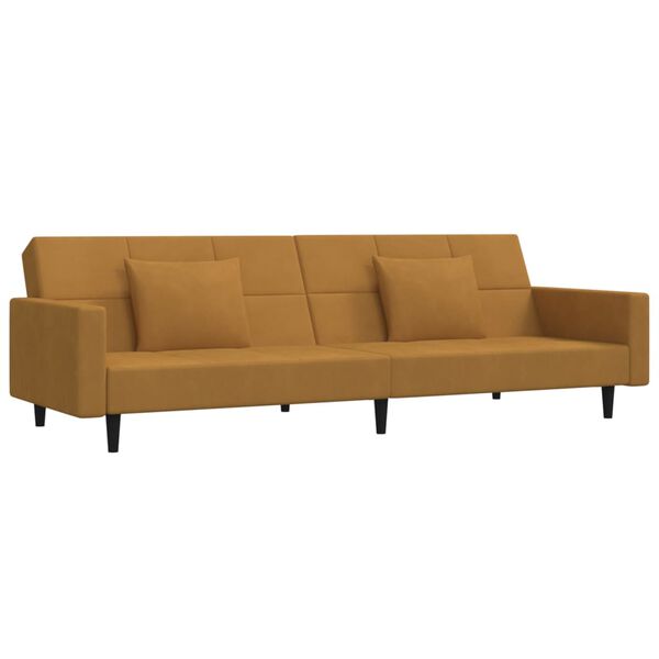 vidaXL 2m&iacute;stn&aacute; rozkl&aacute;dac&iacute; pohovka se 2 pol&scaron;t&aacute;ři hněd&aacute; samet