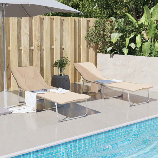 vidaXL Skl&aacute;dac&iacute; zahradn&iacute; leh&aacute;tko b&eacute;žov&eacute; textil