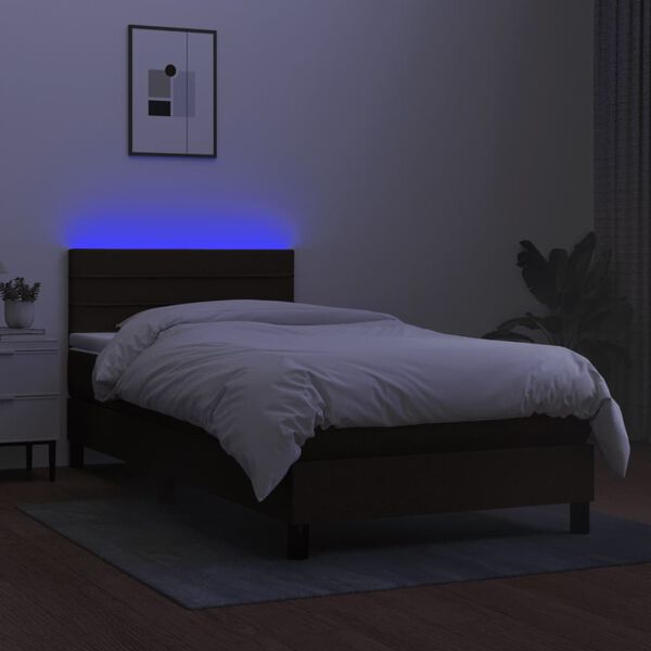 vidaXL Box spring postel s matrac&iacute; a LED čern&aacute; 80 x 200 cm textil