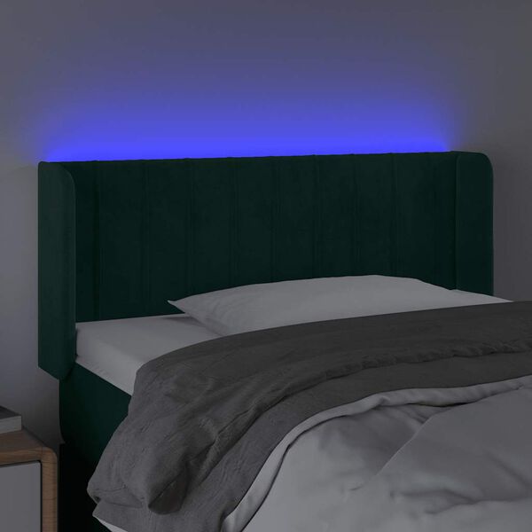 vidaXL Čelo postele s LED tmavě zelen&eacute; 83 x 16 x 78/88 cm samet