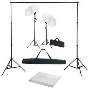 vidaXL Foto studio set s fotopozad&iacute;m, osvětlen&iacute;m a de&scaron;tn&iacute;ky