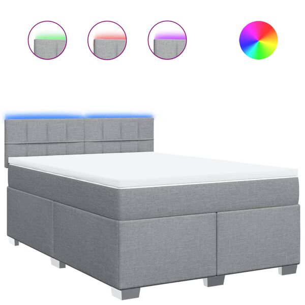 vidaXL Box spring postel s matrac&iacute; světle &scaron;ed&aacute; 140 x 200 cm textil